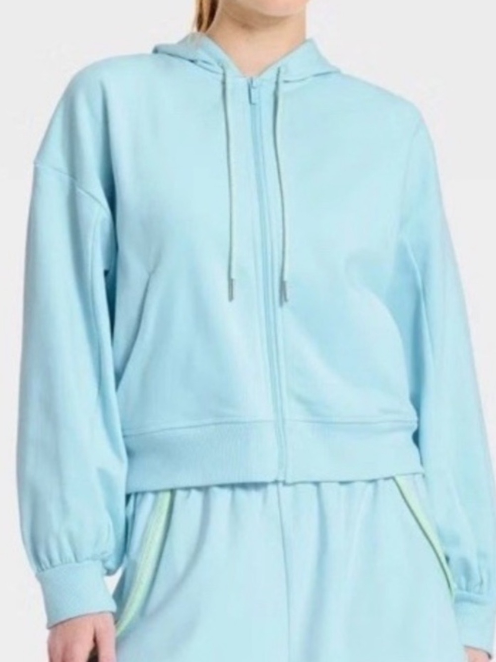 All In‎ Motion Women French Terry Full Zip Sweatshirt Light Blue XL